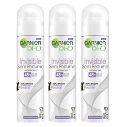 Desodorante Garnier Aerosol Bí-O Invisible Sem Perfume 3 Unidades Desodorante Garnier Aerosol Bí-O Invisible Sem Perfume 3 Unidades