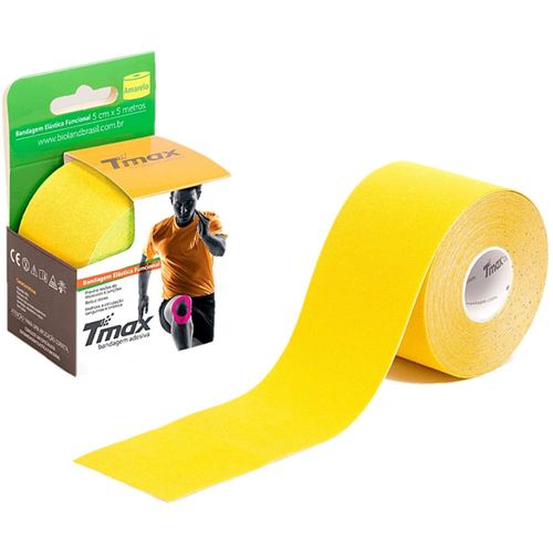 Bandagem Elástica Kinesio TMax 5cm x 5m Amarela Bandagem Elástica Kinesio TMax 5cm x 5m Amarela