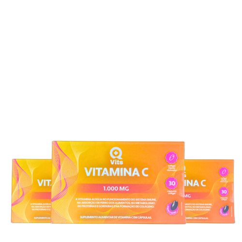 Kit Vitamina C 1.000MG QMaisVits 90 Cápsulas Softgel