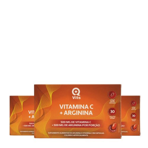 Kit Vitamina C + Arginina 500MG QMaisVits 90 Cápsulas Softgel