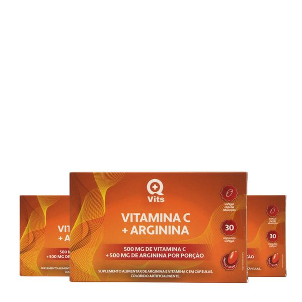 Kit Vitamina C + Arginina 500MG QMaisVits 90 Cápsulas Softgel