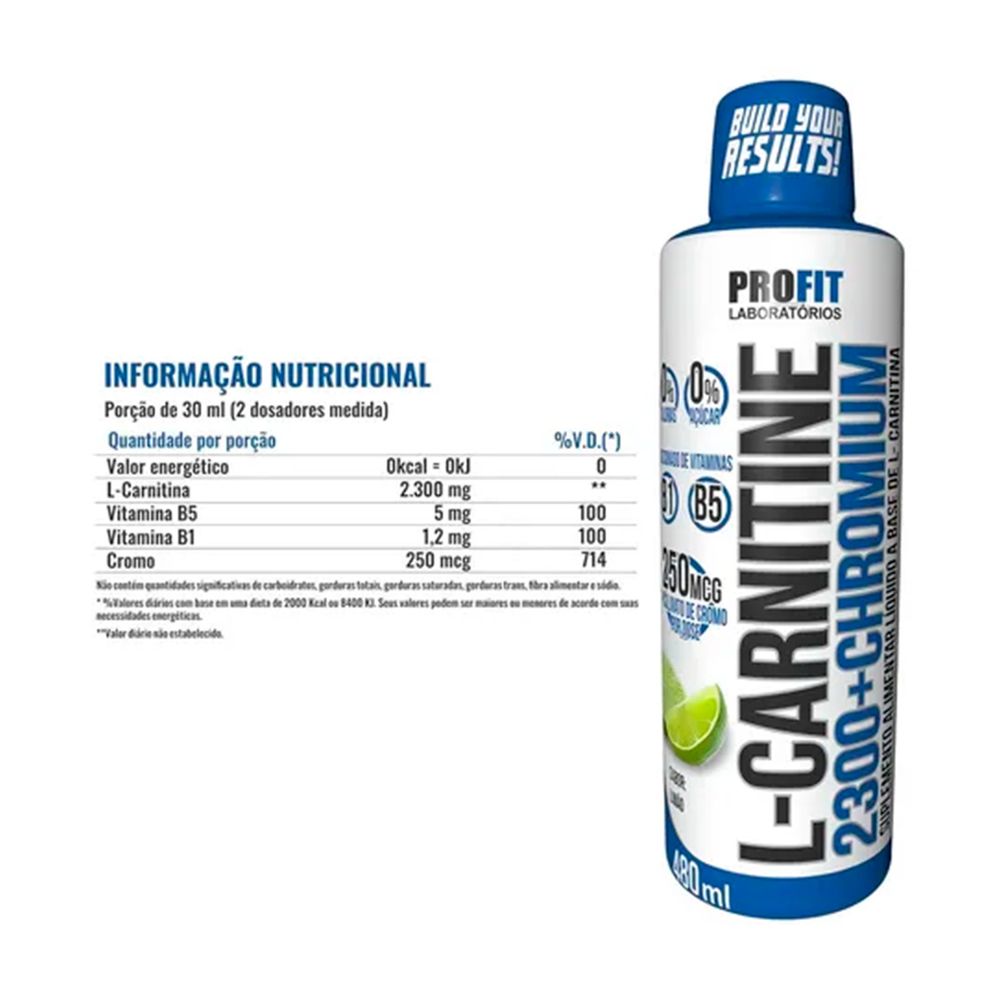 picolinato de cromo con l carnitina L-Carnitina 2300 com Picolinato de Cromo 480ml Limão Profit