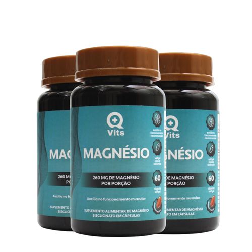 Kit Magnésio QMaisVits 180 Cápsulas Softgel