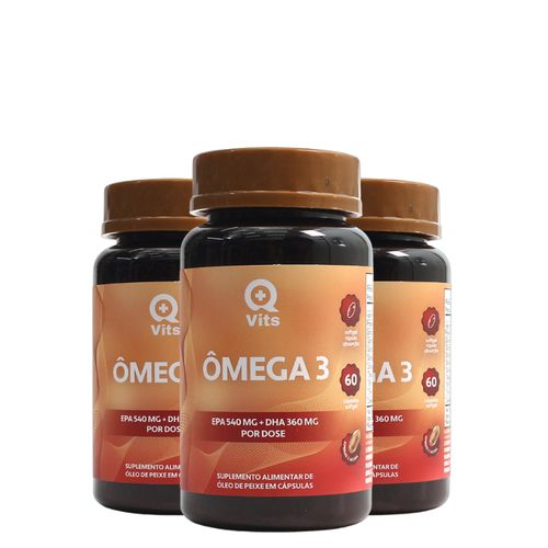 Kit Ômega 3 1000mg EPA 540mg DHA 360mg QMaisVits 180 Cápsulas Softgel