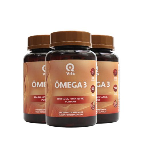 Kit Ômega 3 1000mg EPA 540mg DHA 360mg QMaisVits 270 Cápsulas Softgel