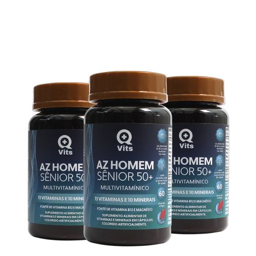 Kit AZ Homem Sênior 50+ Completo QMaisVits 180 Cápsulas Softgel