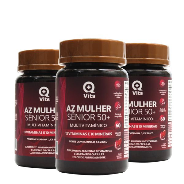 Kit AZ Mulher Sênior 50+ QMaisVits 180 Cápsulas Softgel