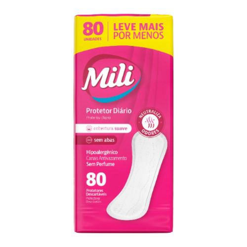 Kit c/4 Absorvente Mili Protetor Diário 80 Unidades Kit c/4 Absorvente Mili Protetor Diário 80 Unidades