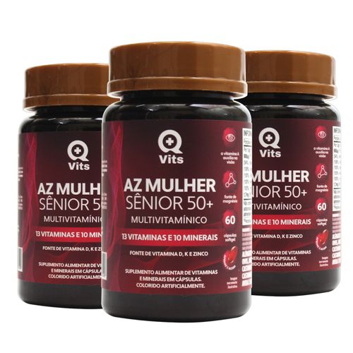 Kit AZ Mulher Sênior 50+ QMaisVits 180 Cápsulas Softgel sem sabor Kit AZ Mulher Sênior 50+ QMaisVits 180 Cápsulas Softgel sem sabor