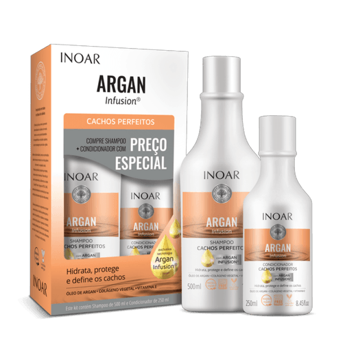 Shampoo + Condicionador Inoar 500+250ml Argan Cacho Perfeito