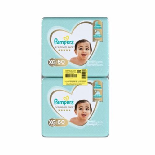 Fralda Descartável Infantil Pampers Premium Care Xg 11 A 15Kg Pacote 2 Unidades 60 Fraldas Cada Pacote
