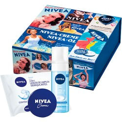 Kit Nivea Lenços Demaquilantes + Mousse de Limpeza + Creme + Porta Joia Vintage