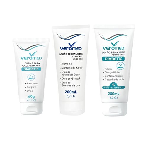 Kit de Loções Hidratantes Veromed: Corpo, Calcanhares e Pés