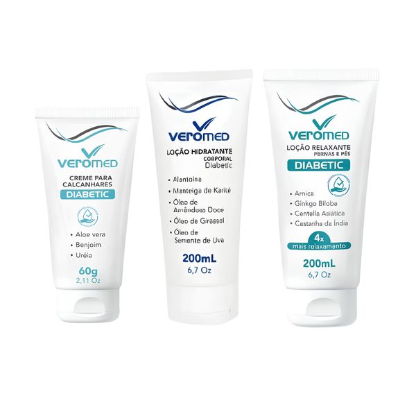 Kit de Loções Hidratantes Veromed: Corpo, Calcanhares e Pés