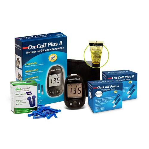 Monitor de Glicose + 100 Tiras + 100 Lancetas + 1 Glicose Líquida 100 Tiras Monitor de Glicose + 100 Tiras + 100 Lancetas + 1 Glicose Líquida 100 Tiras