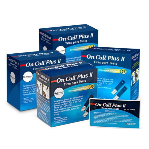 100 Tiras de Glicose Individuais On Call Plus II