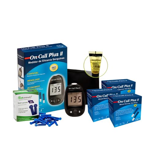 Monitor de Glicose + 150 Tiras + 100 Lancetas + 1 Glicose Líquida 150 Tiras