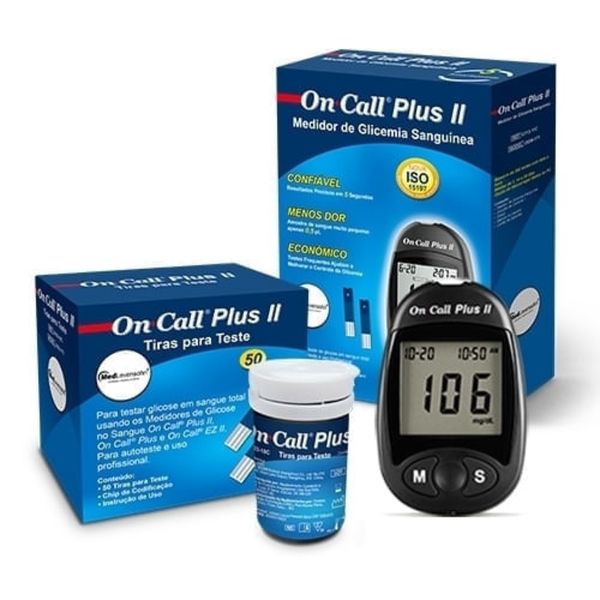 Monitor de Glicose + 50 Tiras de Glicose On Call Plus II 50 Tiras