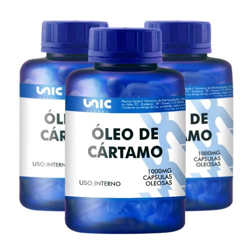 Kit Óleo de Cártamo 1g  3 Frascos de 120caps 120 Cápsulas