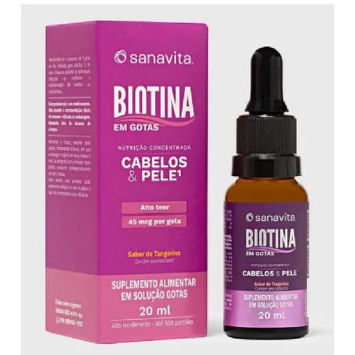 Biotina Gotas Tangerina Sanavita 20ml Biotina Gotas Tangerina Sanavita 20ml