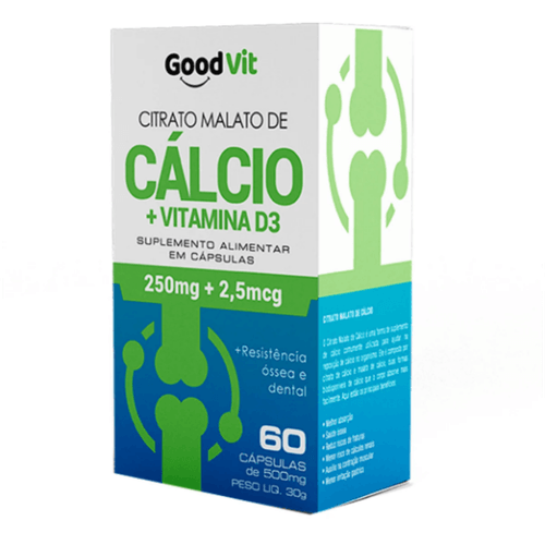 Citrato Malato de Cálcio + Vitamina D3 C/60 Cápsulas - Good Vit Citrato Malato de Cálcio + Vitamina D3 C/60 Cápsulas - Good Vit