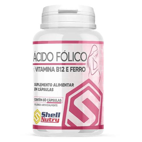 Ácido Fólico + Vit B12 e Ferro C/60 Cápsulas - Shell Nutry