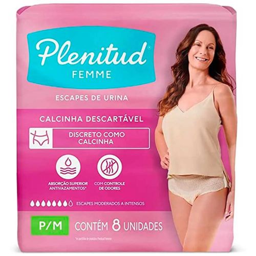 Roupa Íntima Plenitud Femme P/M Com 8 Unidades