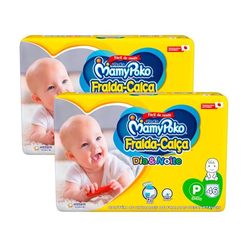 Kit de Fralda Calça MamyPoko Dia e Noite Tamanho P 92 Unidades