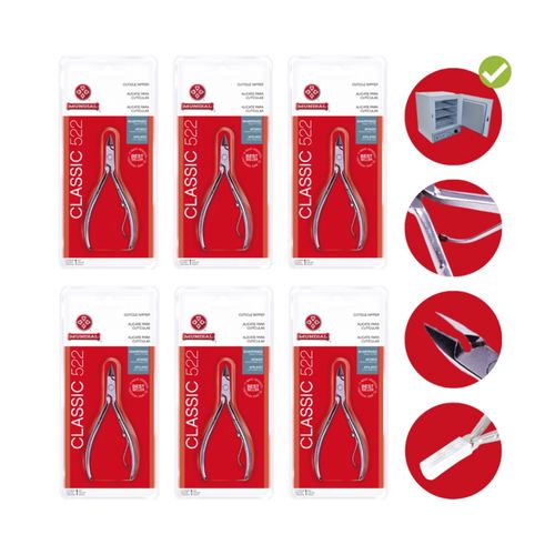 Kit com 6 Alicate Cutícula Mundial 522 Profissional Original
