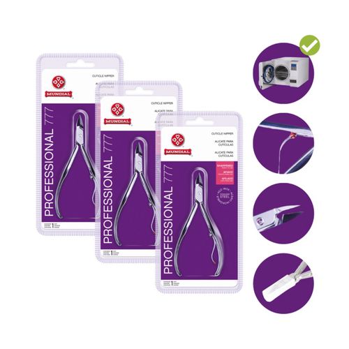 Kit c/ 3 unidades Alicate Cutícula Pro-Inox Mundial Prateado Manicure Kit c/ 3 unidades Alicate Cutícula Pro-Inox Mundial Prateado Manicure