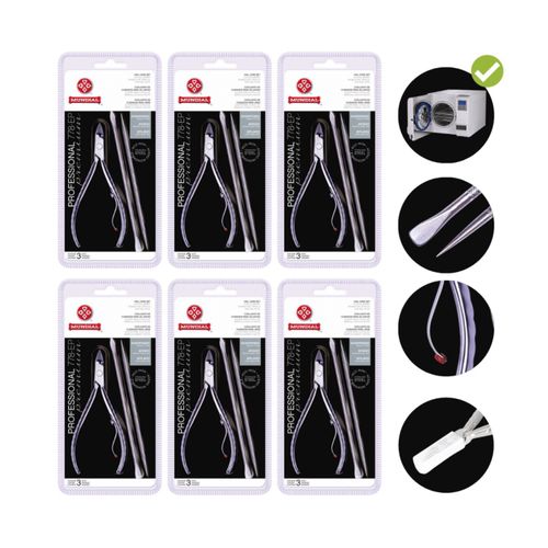 Kit 6 Alicate Cuticula 778ep Espatula+palito Mundial Professional Mundial