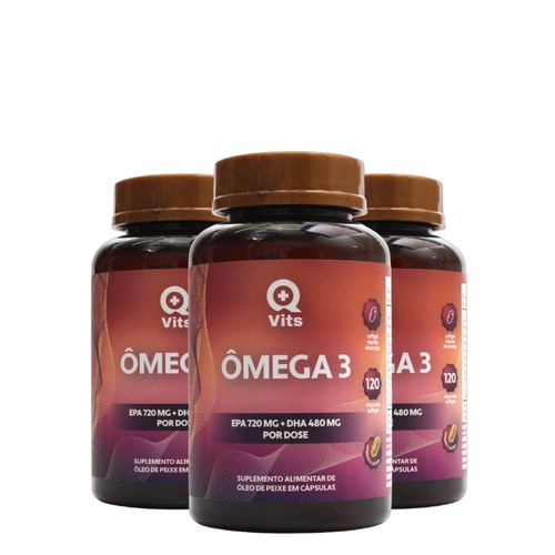 Kit Ômega 3 1000mg Concentrado EPA 720mg DHA 480mg QMaisVits 360 Cápsulas Softgel Kit Ômega 3 1000mg Concentrado EPA 720mg DHA 480mg QMaisVits 360 Cápsulas Softgel
