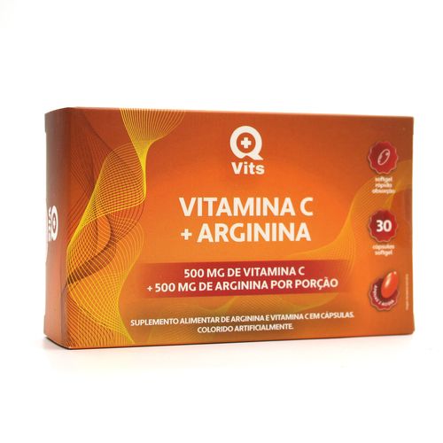 Vitamina C + Arginina 500MG QMaisVits 30 Cápsulas Softgel
