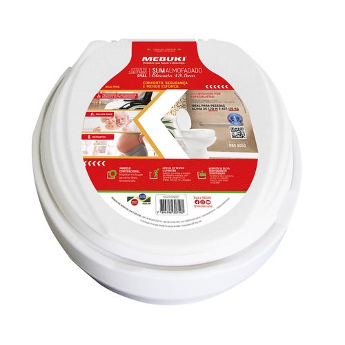 Assento Elevado de Vaso Sanitário Mebuki - Almofadado com Tampa - 13,5cm Assento Elevado de Vaso Sanitário Mebuki - Almofadado com Tampa - 13,5cm