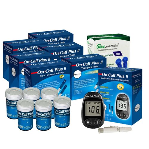 Monitor de Glicose + 300 Tiras de Glicose + 100 Lancetas 300 Tiras
