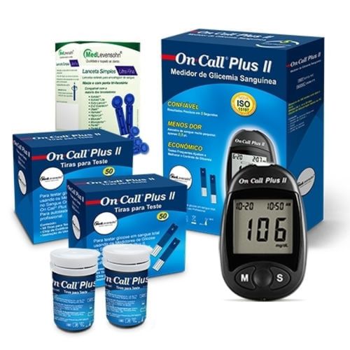 Monitor de Glicose + 100 Tiras de Glicose + 100 Lancetas 100 Tiras Monitor de Glicose + 100 Tiras de Glicose + 100 Lancetas 100 Tiras
