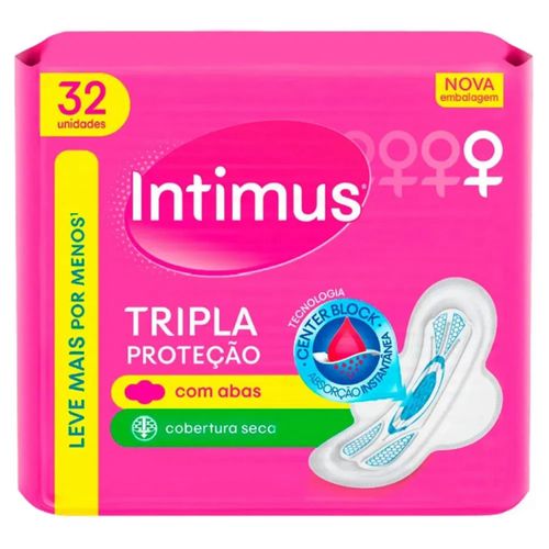Intimus Absorvente Tripla Proteção Seca Com Abas 32 Unidades