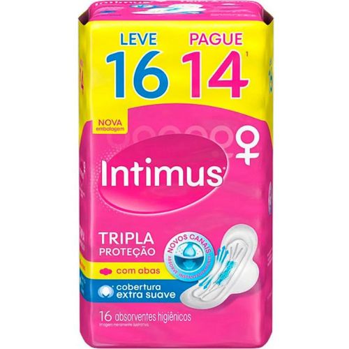 Absorvente Intimus Com Abas Tripla Proteção Suave 16 Unidades Absorvente Intimus Com Abas Tripla Proteção Suave 16 Unidades