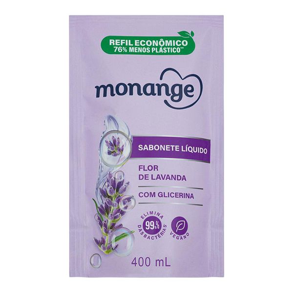 Sabonete Líquido Monange Flor De Lavanda 400ml Refil