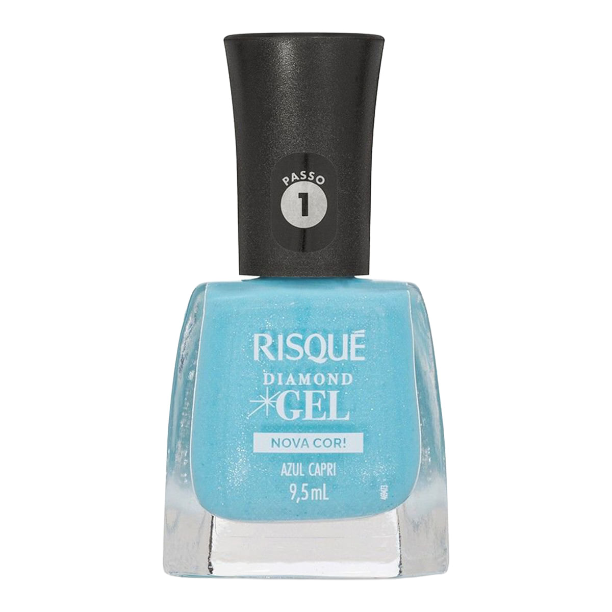 Esmalte em Gel Glitter Risqué Diamond Azul Capri 9,5ml