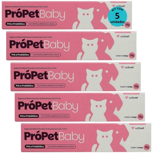 PRÓPET BABY 14G PRÉ E PROBIÓTICO PARA CÃES E GATOS UCBVET KIT COM 5