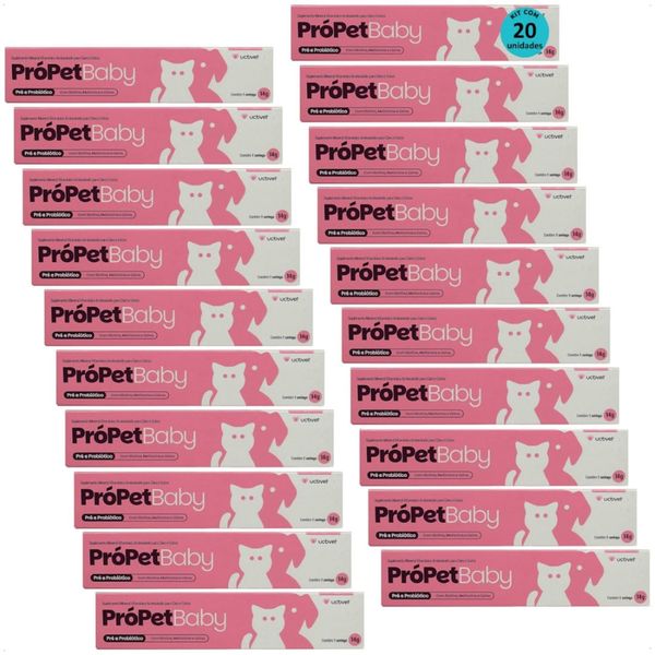 PRÓPET BABY 14G PRÉ E PROBIÓTICO PARA CÃES E GATOS UCBVET KIT COM 20