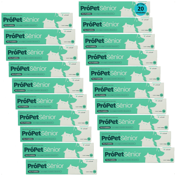 PRÓPET SÊNIOR 14G PRÉ E PROBIÓTICO PARA CÃES E GATOS UCBVET KIT COM 20