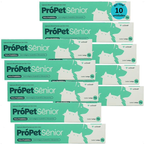 PRÓPET SÊNIOR 14G PRÉ E PROBIÓTICO PARA CÃES E GATOS UCBVET KIT COM 10 PRÓPET SÊNIOR 14G PRÉ E PROBIÓTICO PARA CÃES E GATOS UCBVET KIT COM 10