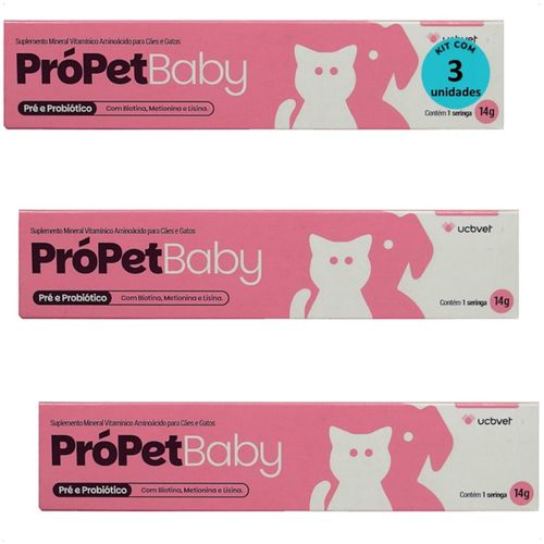 PRÓPET BABY 14G PRÉ E PROBIÓTICO PARA CÃES E GATOS UCBVET KIT COM 3