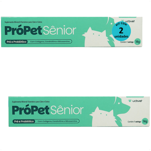 PRÓPET SÊNIOR 14G PRÉ E PROBIÓTICO PARA CÃES E GATOS UCBVET KIT COM 2 PRÓPET SÊNIOR 14G PRÉ E PROBIÓTICO PARA CÃES E GATOS UCBVET KIT COM 2