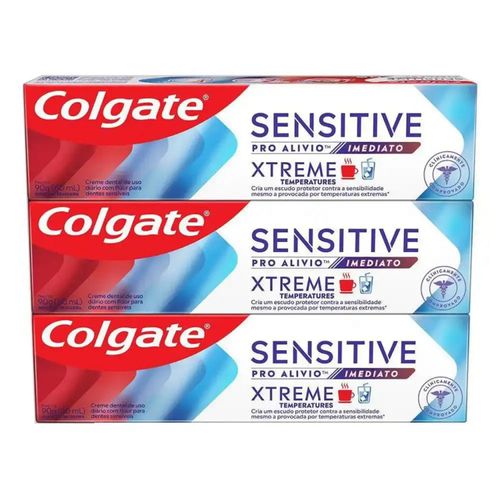 Kit com 3 Unidades de Creme Dental Colgate Sensitive Pro Alívio Imediato Xtreme 90g 3 unidades