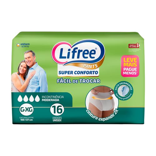Kit 2 Fraldas Geriatrica Lifree Super Confort [G/Xg] c/16 Unidades cada