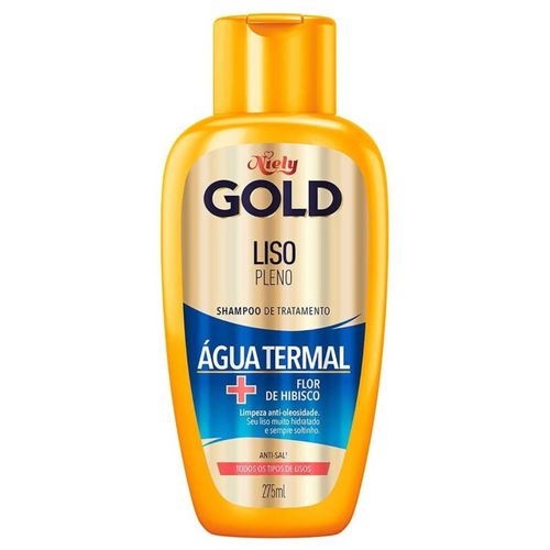 Shampoo Niely Gold Liso Pleno Água Termal + Flor de Hibisco 275ml