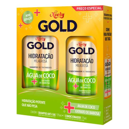 Kit Niely Gold Água De Coco Shampoo 275ml+ 175ml Kit Niely Gold Água De Coco Shampoo 275ml+ 175ml